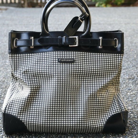 Vintage Polo Houndstooth PVC Tote---HUGE, RARE! - Picture 2 of 8